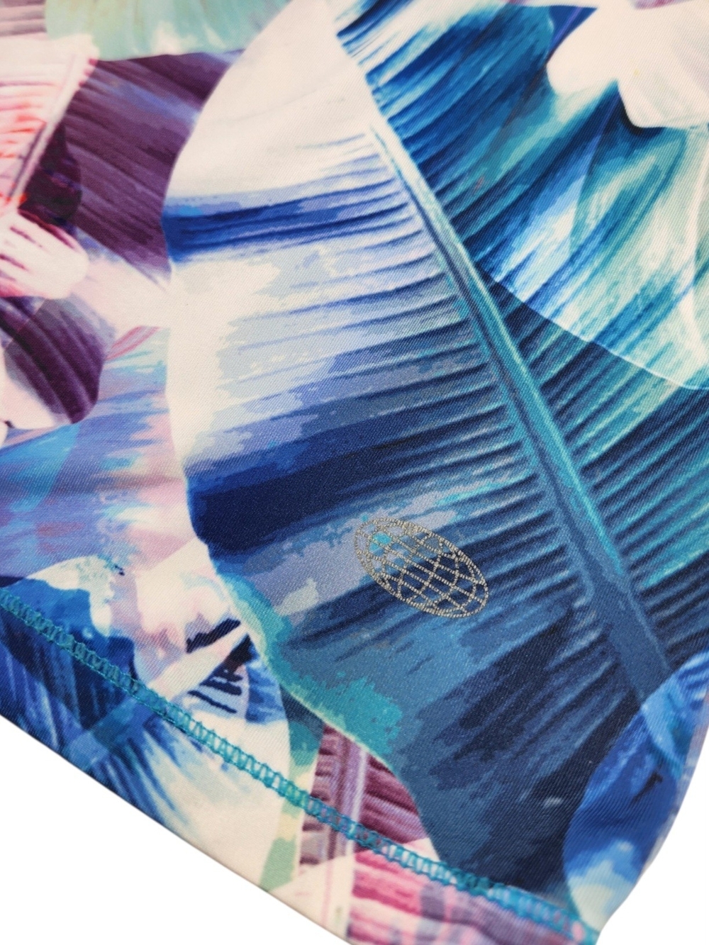 Reel Legends Women’s XL Performance Rash Guard Tropical Palm Sun Shirt Blue Pink - Picture 7 of 9
